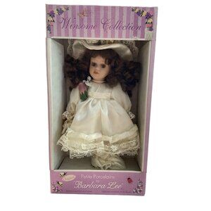 Winsome Barbara Lee Porcelain Doll White Dress Hat Boxed Vintage 1990s